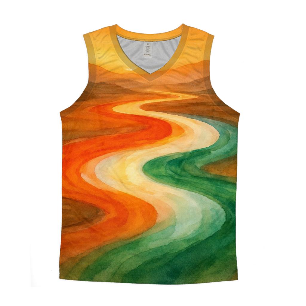 Indian Flag River Of Light At Sunset graphic print tank tops