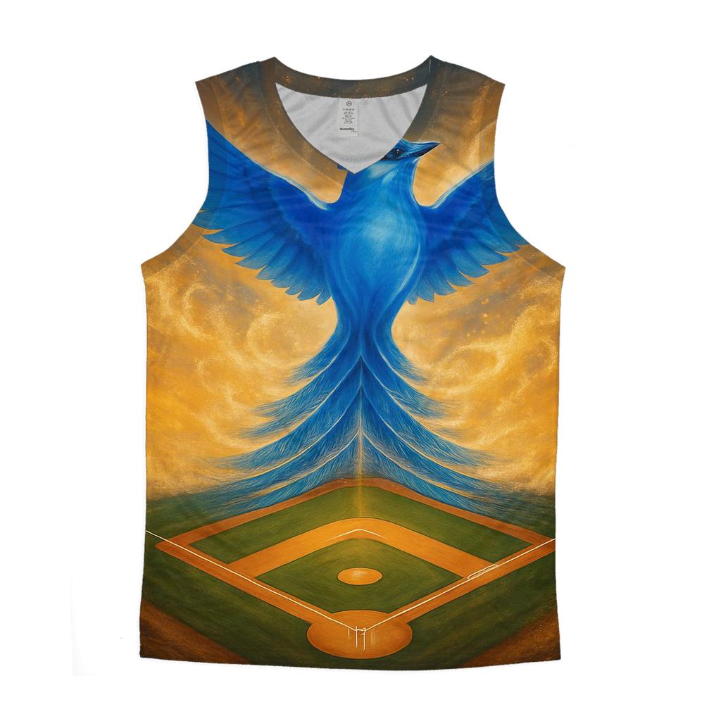 Diamond Crest With Rising Blue Jays Flight trendy fitted tank tops
