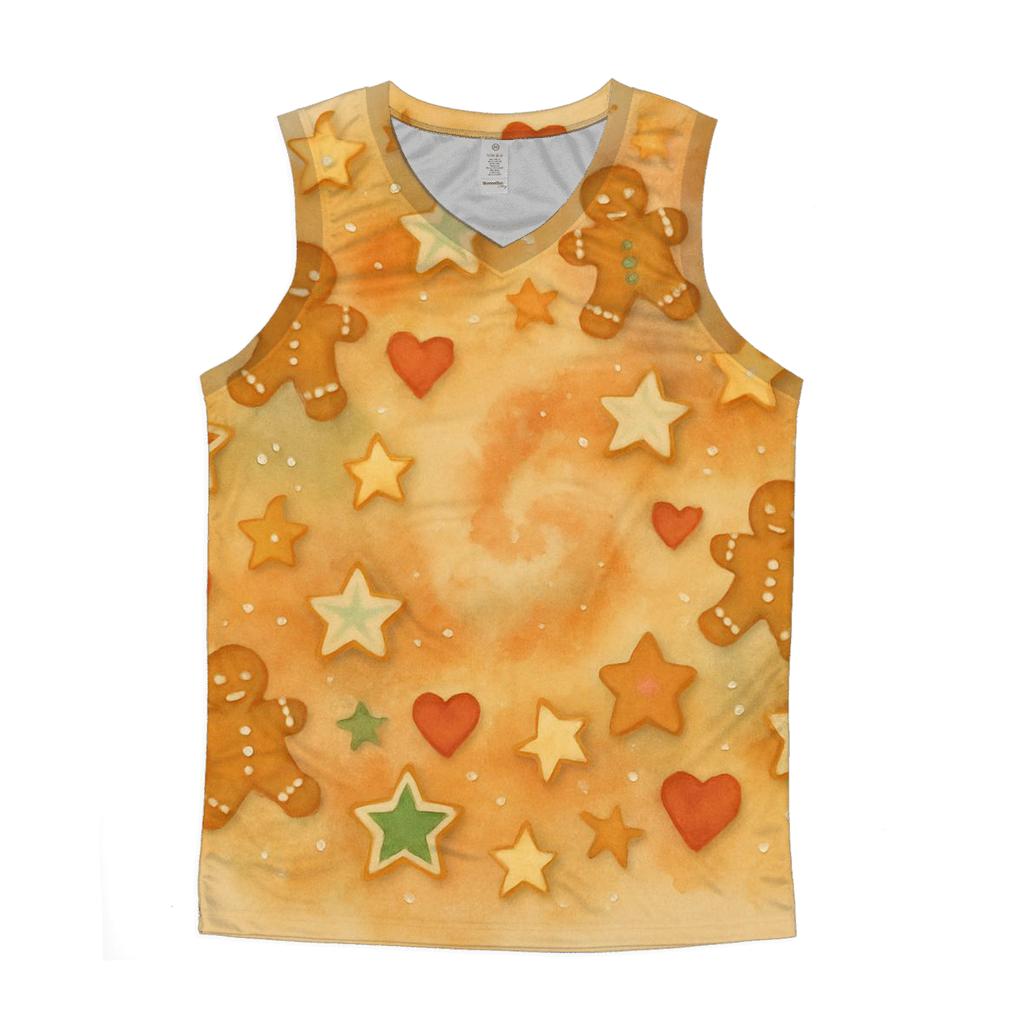 Gingerbread Star Nebula Scatter On Warm Beige graphic print tank tops