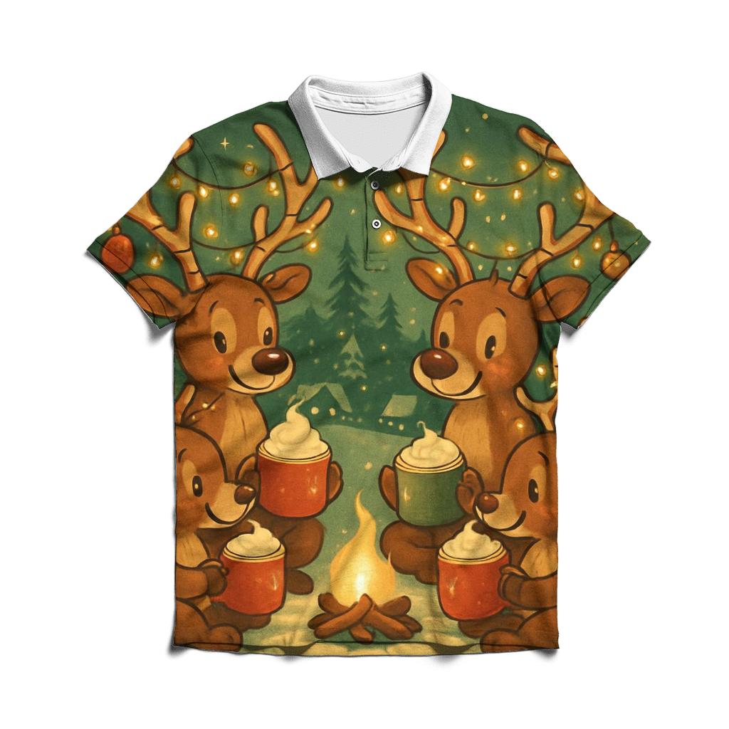 Reindeer Cocoa Campfire Circle classic pique polos