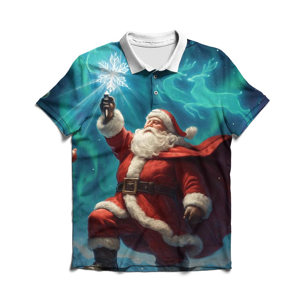 Cosmic Aurora Santa Voyage designer slim fit polos