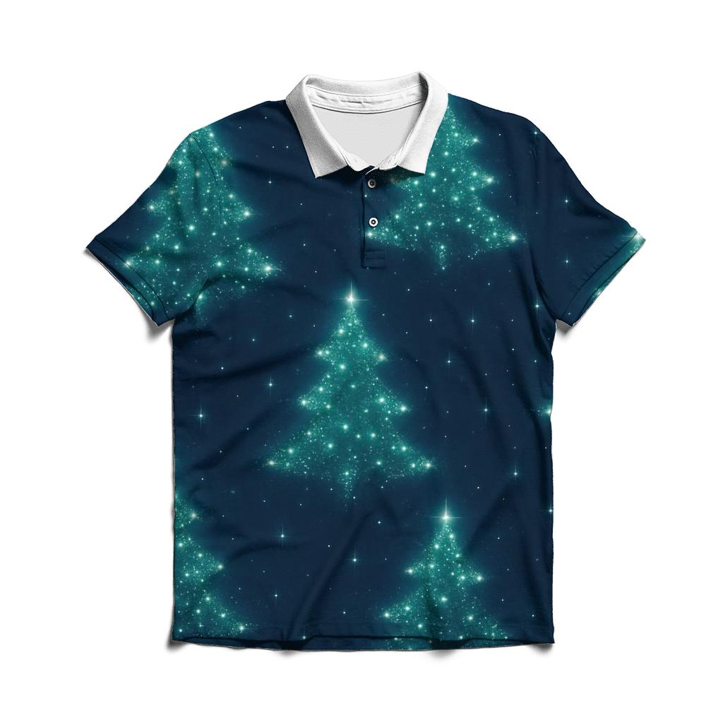 Emerald Christmas Tree Constellation Pattern personalized polo shirts