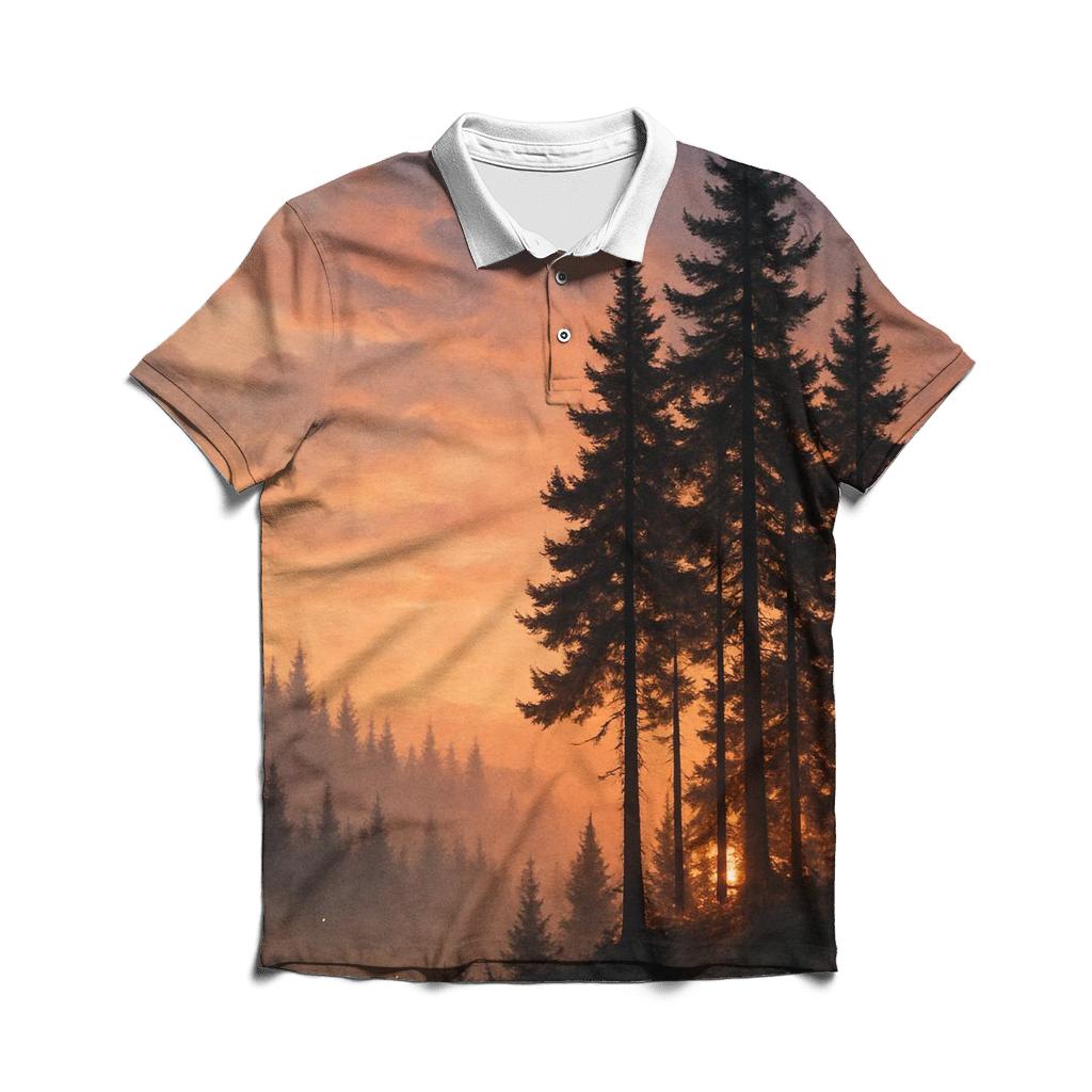 Whispering Pines In Ember Mist personalized polo shirts