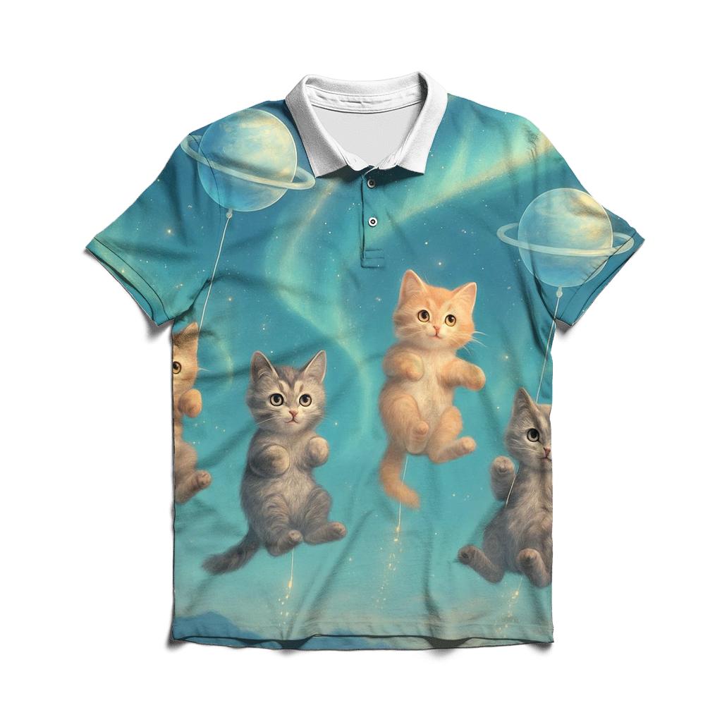 Aurora Balloon Dream Cats embroidered polo tops