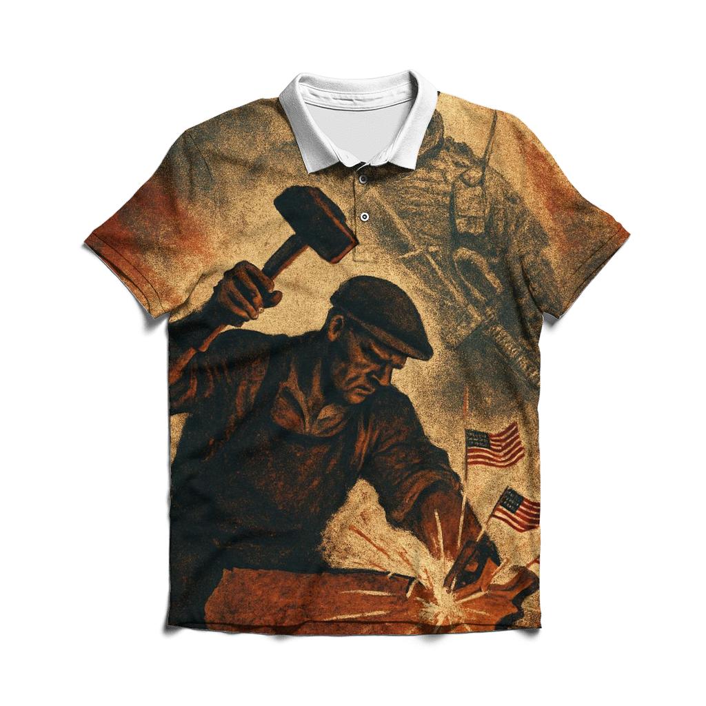 Forged In Fire And Freedom custom polo shirts