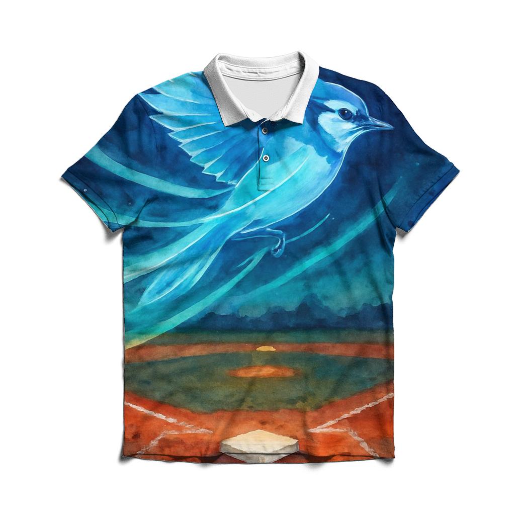 Aurora Feathers On The Diamond Blue Jays embroidered polo tops