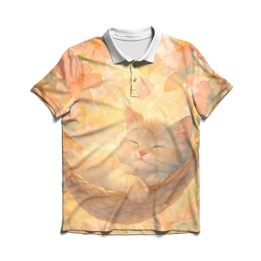 Sunrise Garden Hammock Kitten embroidered polo tops