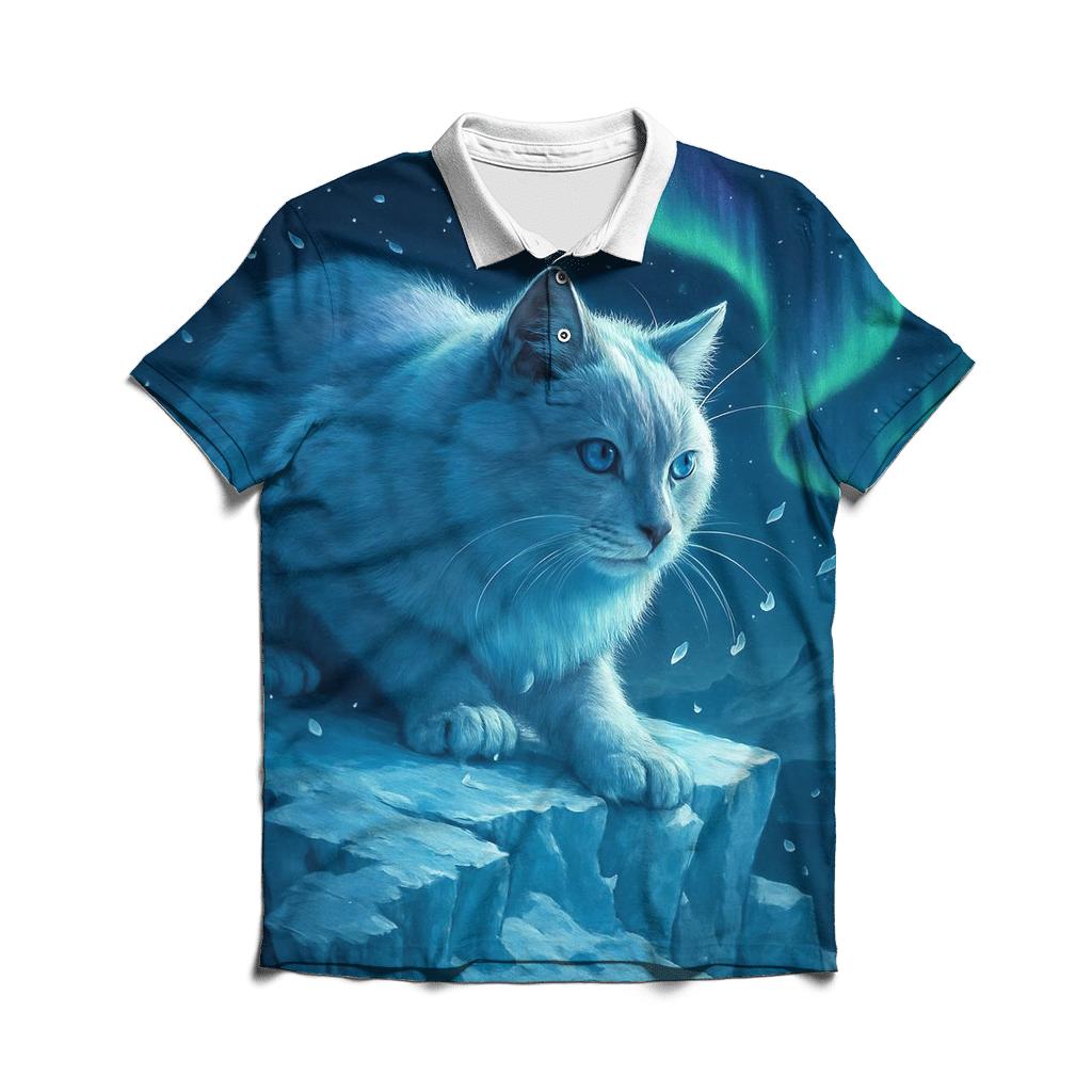Glacial Aurora Hunter Cat classic pique polos