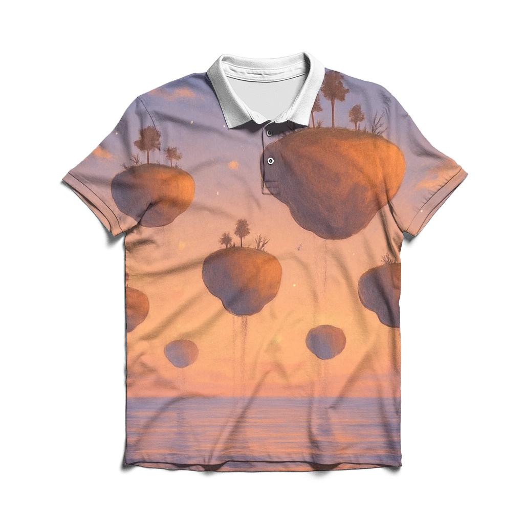 Peach Horizon Over Floating Isles branded logo polo shirts