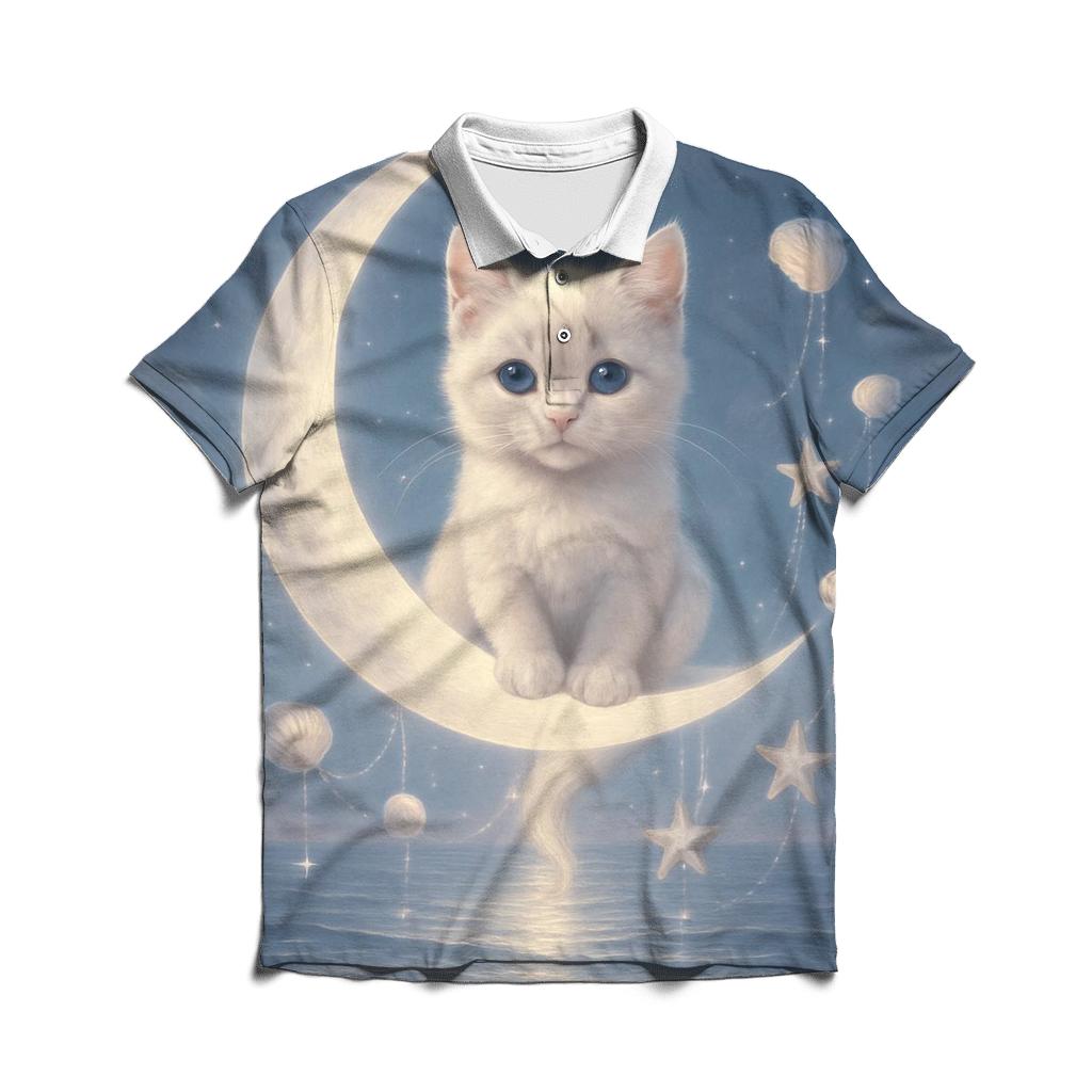 Lunar Tide Shell Whisper Cat personalized polo shirts