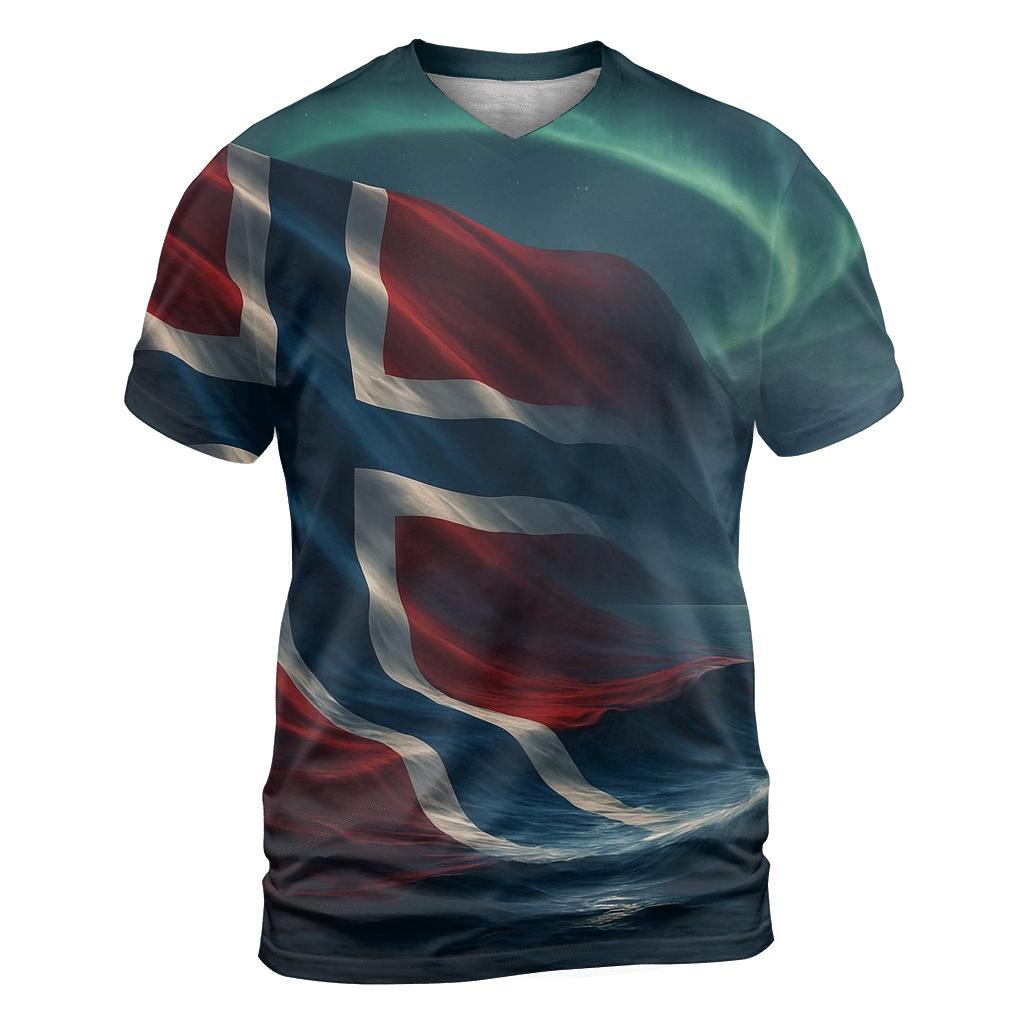 Aurora Over The Norwegian Flag Fjord personalized full print shirts