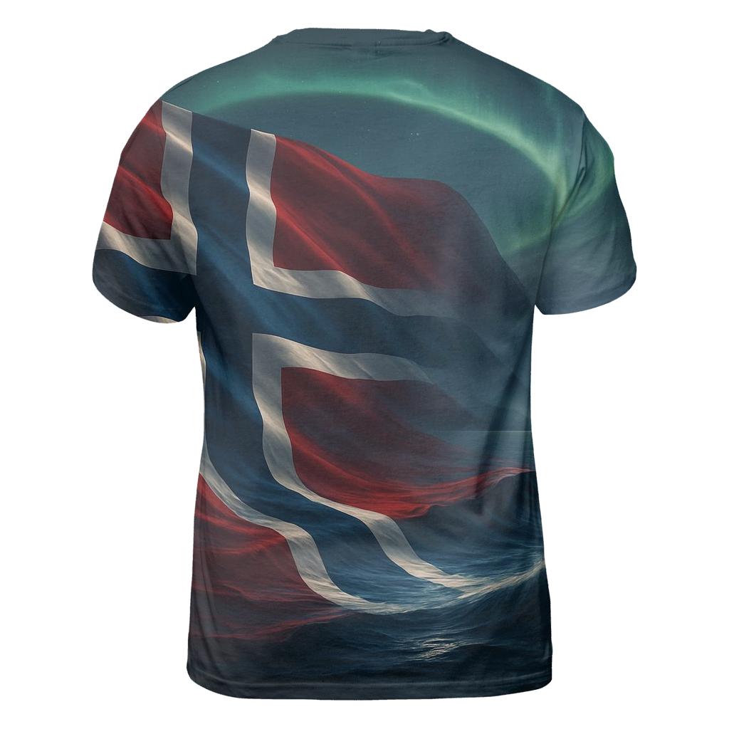 Aurora Over The Norwegian Flag Fjord personalized full print shirts