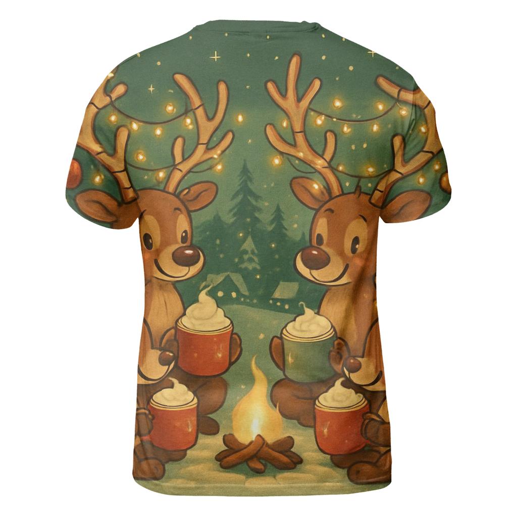 Reindeer Cocoa Campfire Circle artistic all-over print tops