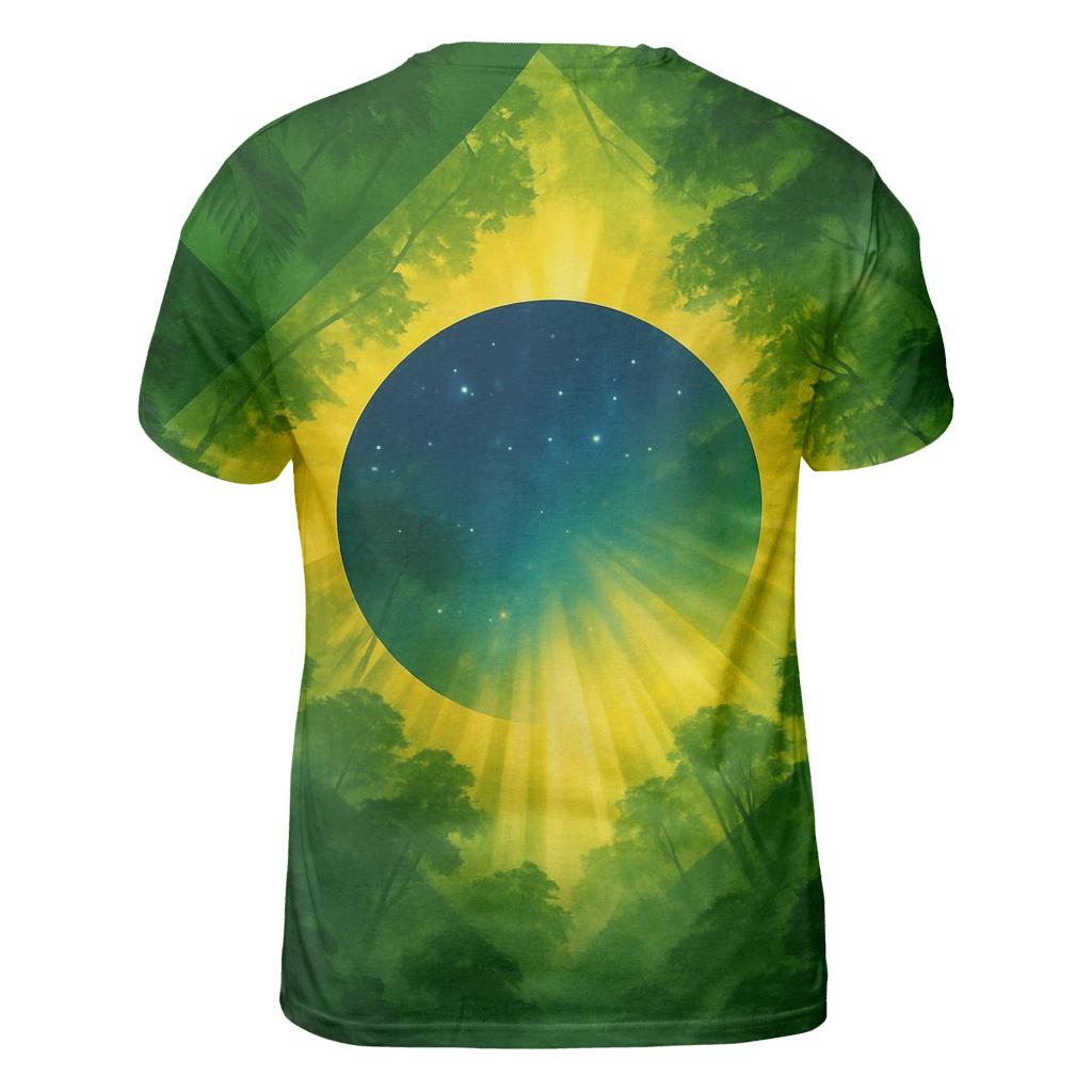 Brazilian Flag Canopy Over Rainforest Valley custom all-over print shirts