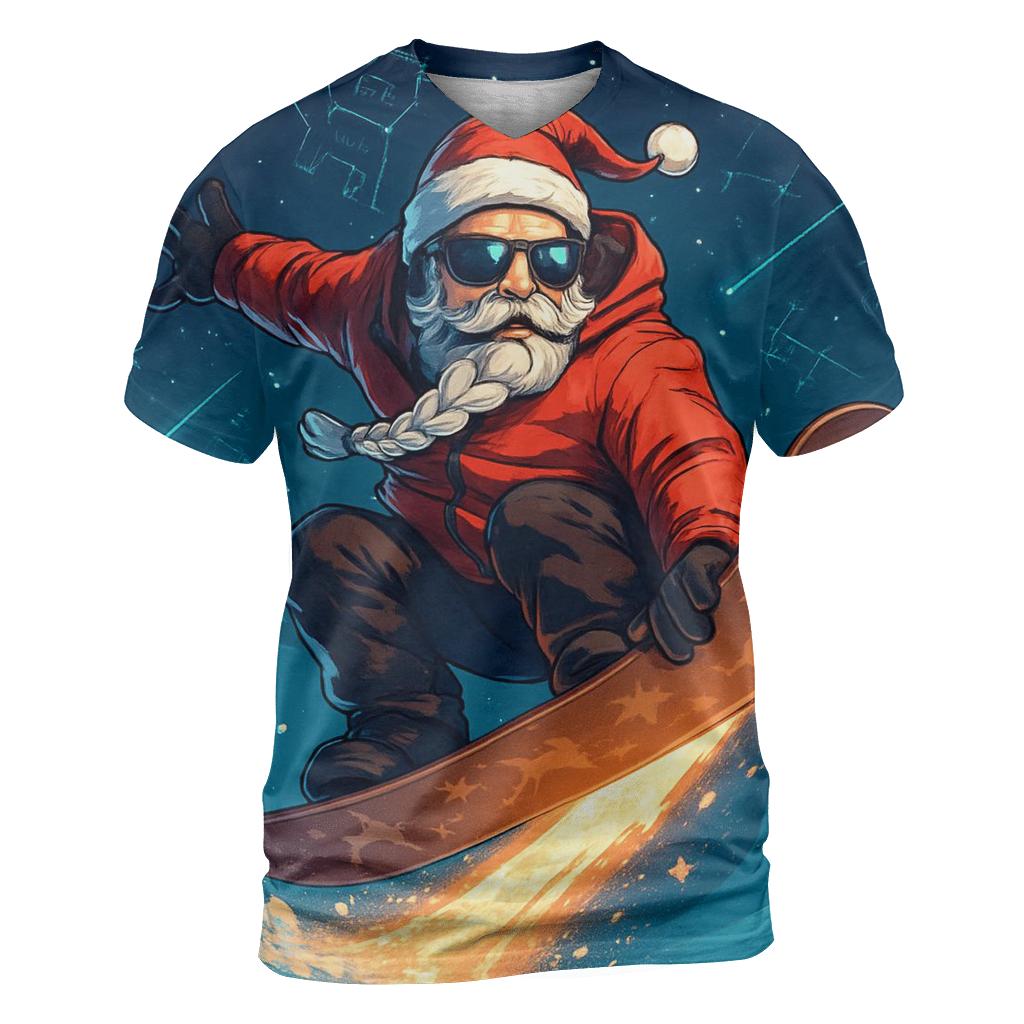 Starlight Snowboard Santa creative print fashion shirts