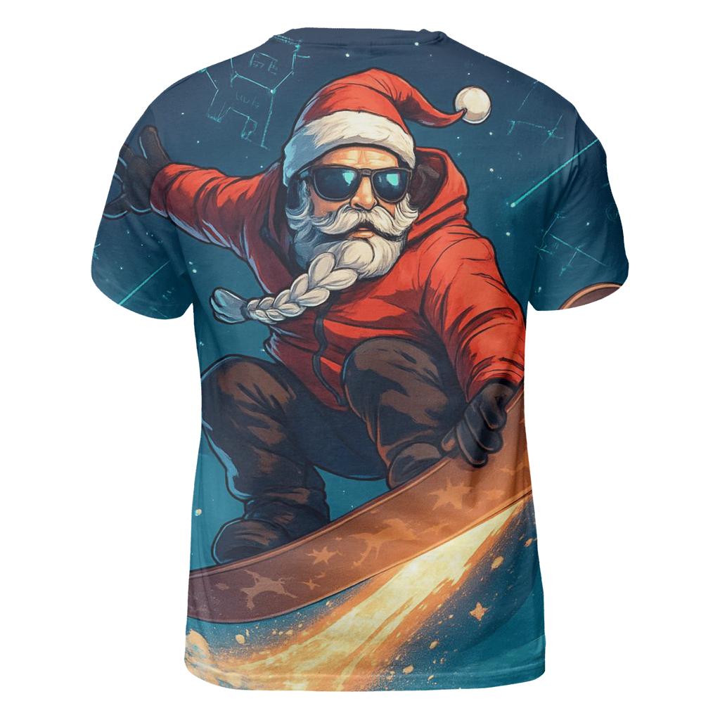 Starlight Snowboard Santa creative print fashion shirts