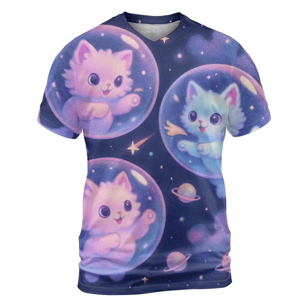 Playful Bubble Galaxy Kittens custom all-over print shirts