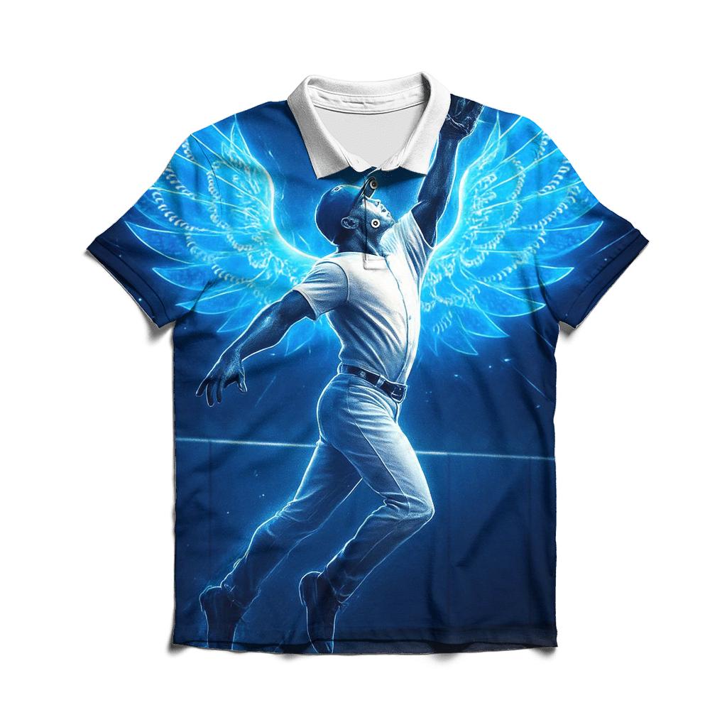 Blue Wings Of The Outfield Catch designer slim fit polos