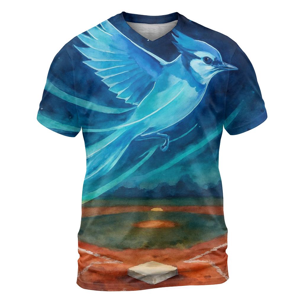 Aurora Feathers On The Diamond Blue Jays artistic all-over print tops