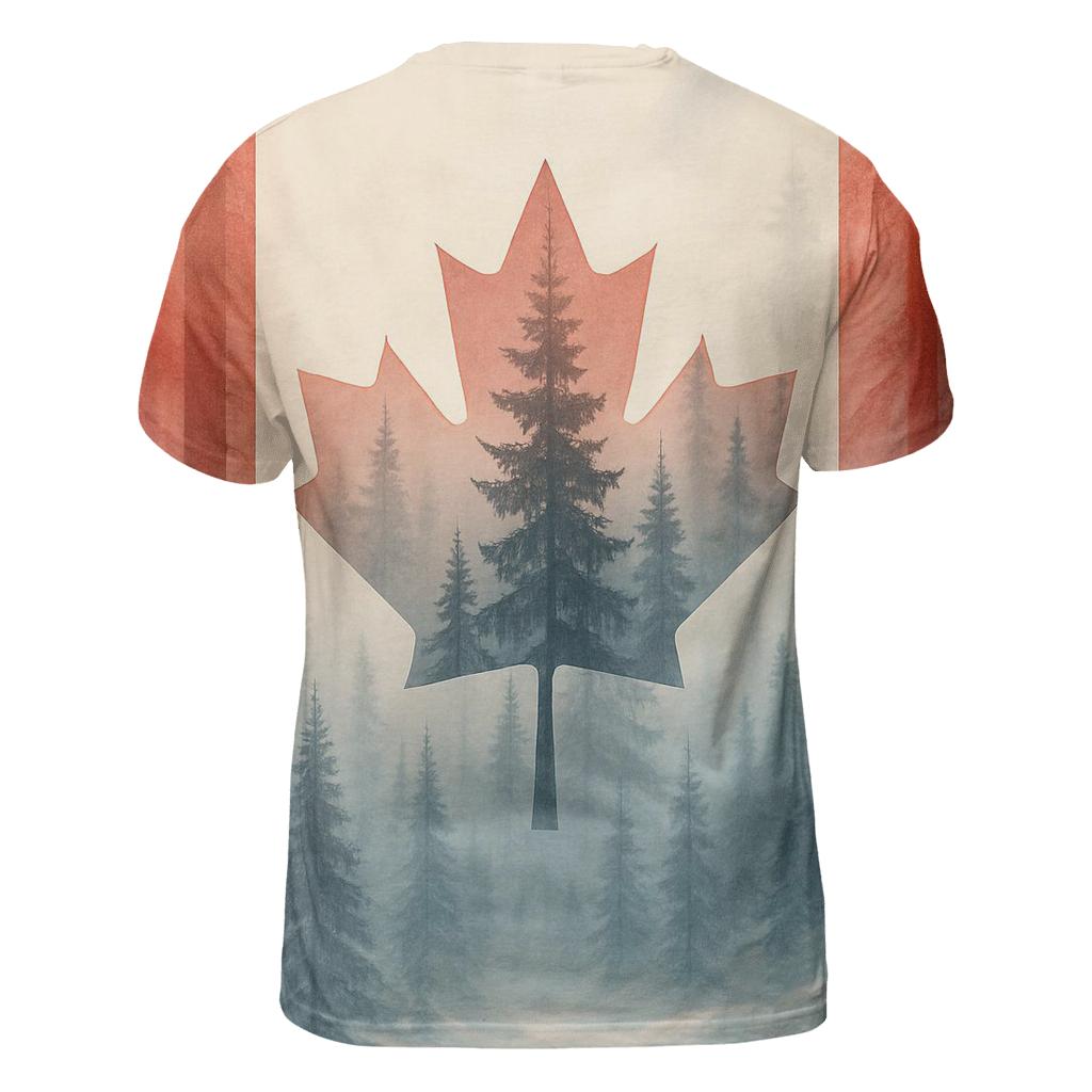 Canadian Flag Forest Double Exposure designer pattern shirts