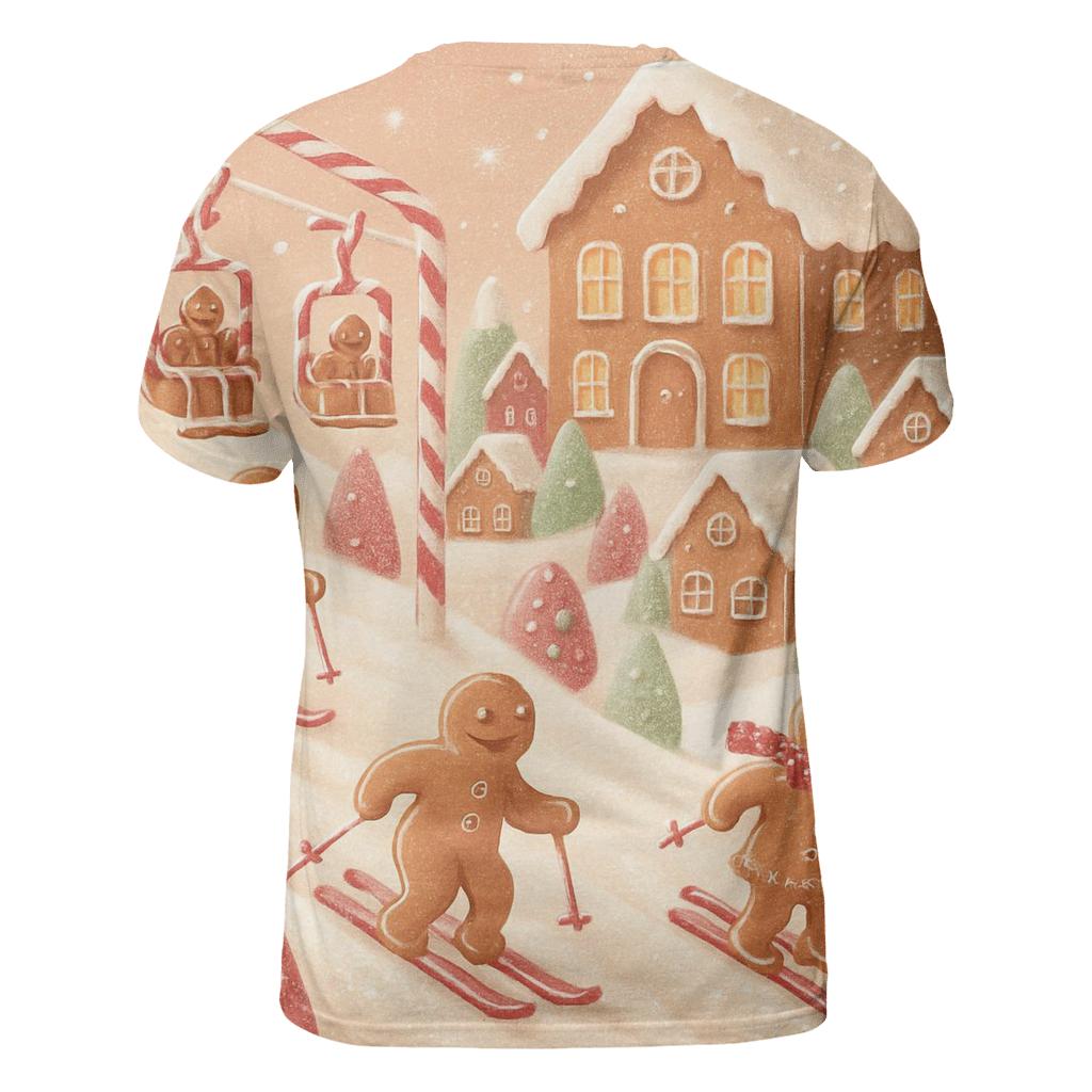 Gingerbread Ski Village Rush statement graphic shirts