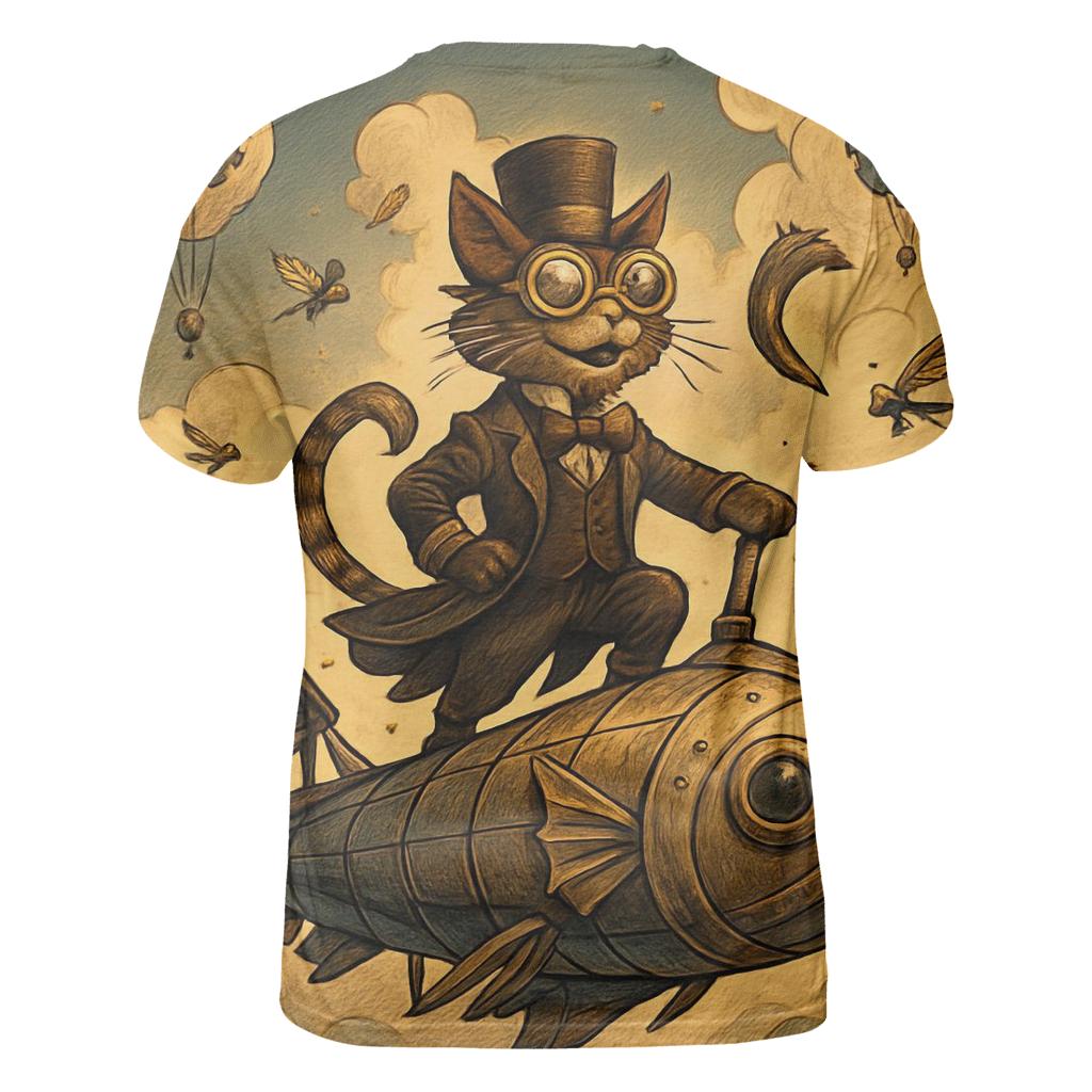 Steampunk Sky Sailor Cat trendy printed shirt styles
