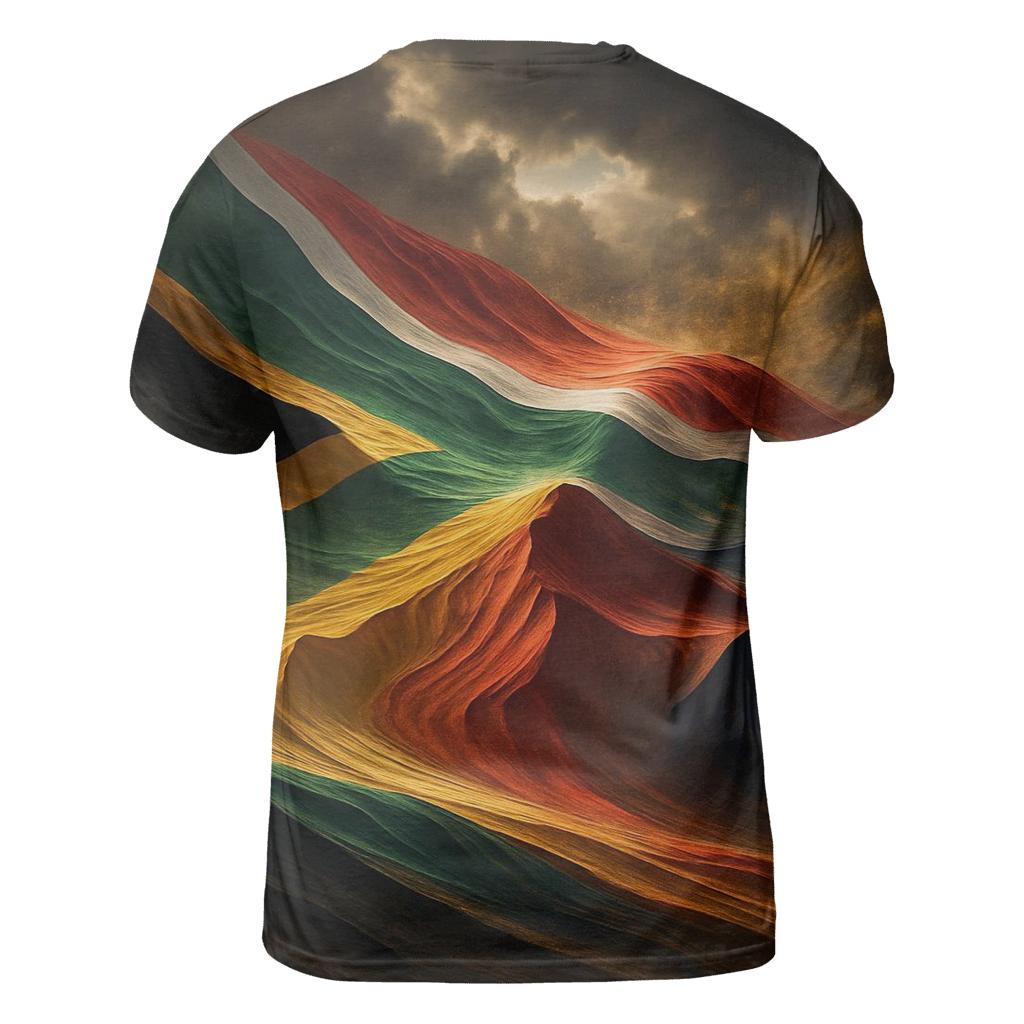 South African Flag Over Desert Storm Dunes vibrant all-over design tees