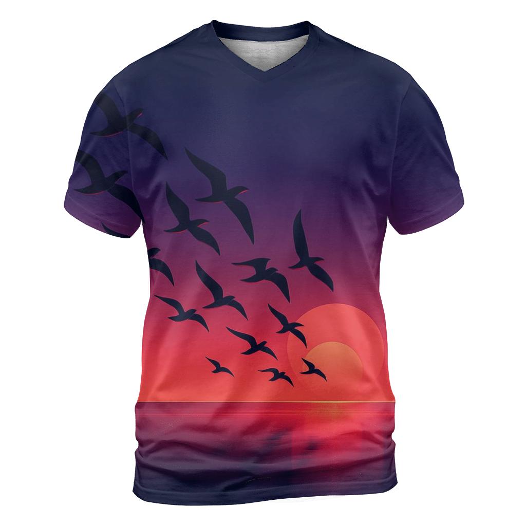 Crimson Flight Over Glass Horizon designer pattern shirts