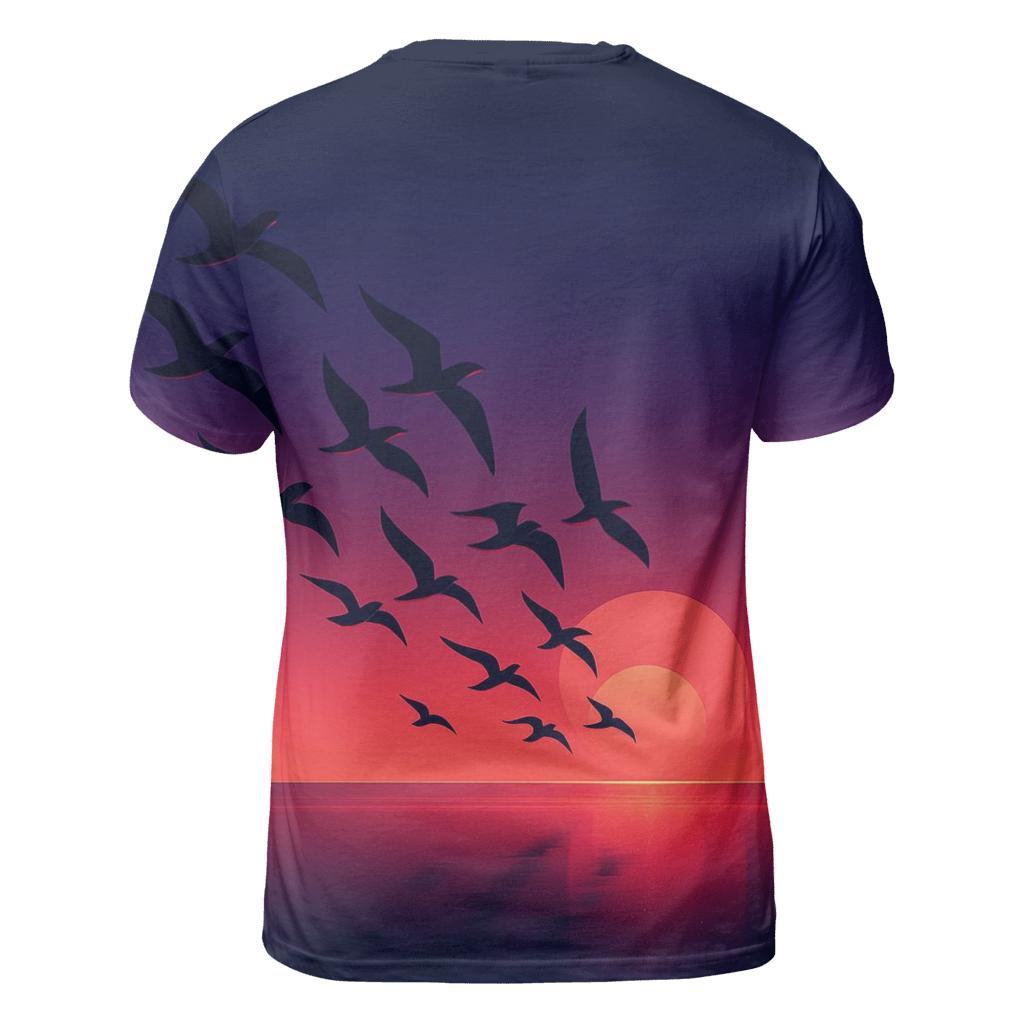 Crimson Flight Over Glass Horizon designer pattern shirts