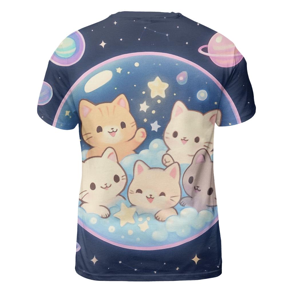 Cosmic Bubble Bath Kittens creative print fashion shirts