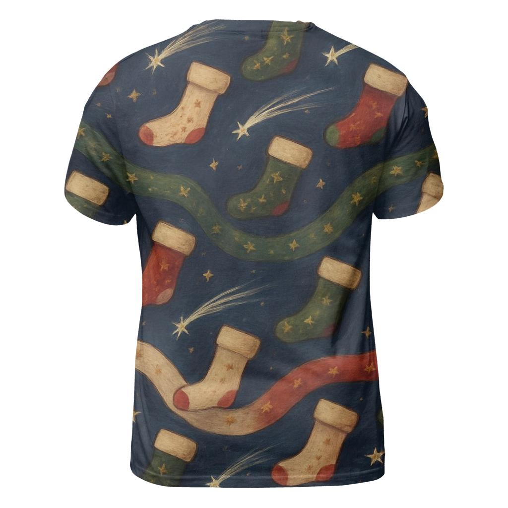 Starlit Christmas Stocking Wave On Deep Indigo personalized full print shirts