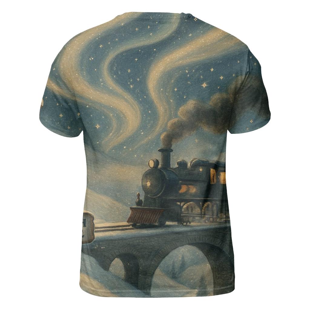 North Pole Aurora Train Ride creative print fashion shirts