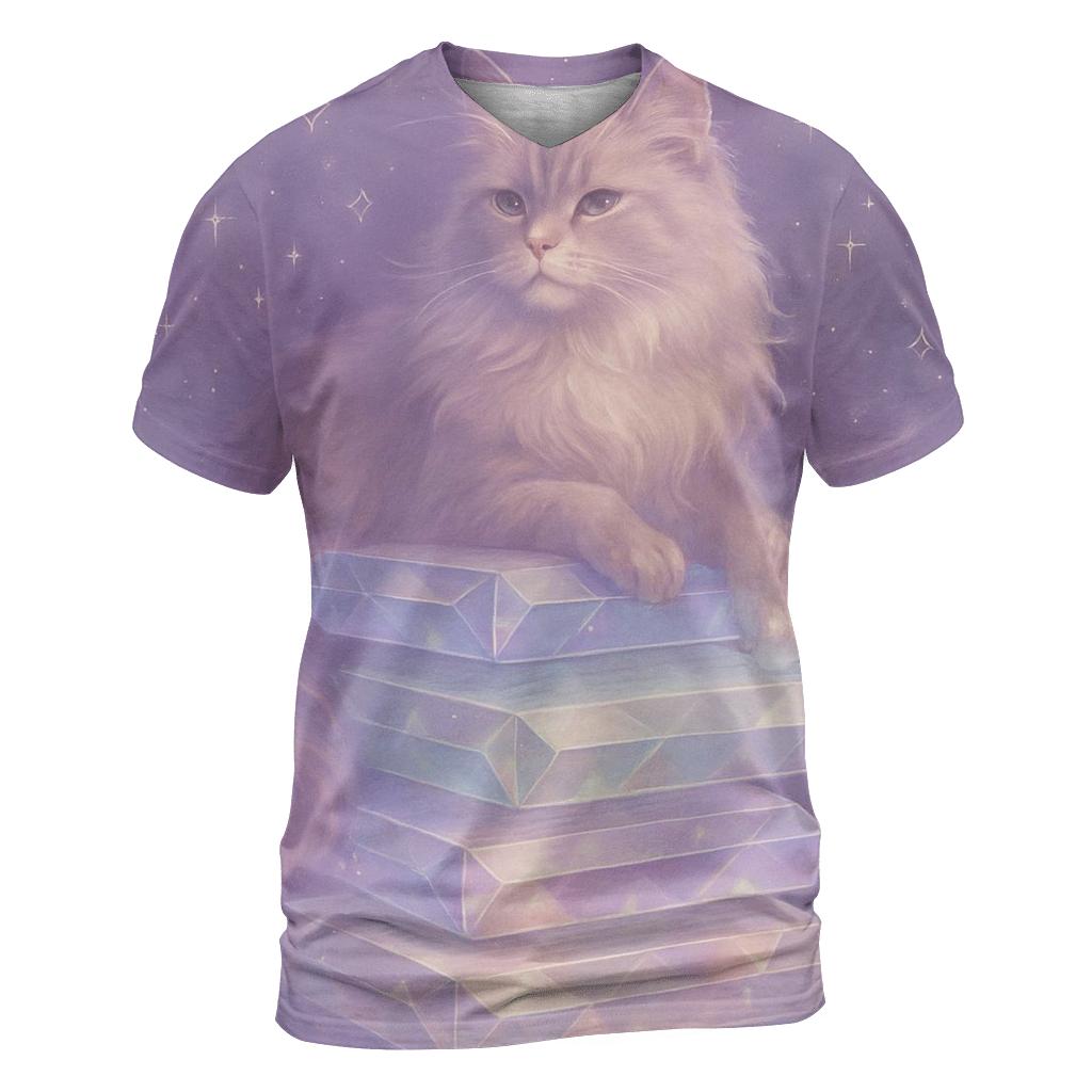 Crystal Library Reading Cat trendy printed shirt styles