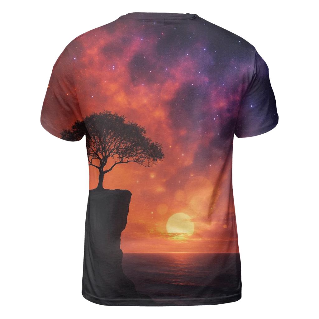 Nebula Sunset Over Silent Cliff designer pattern shirts