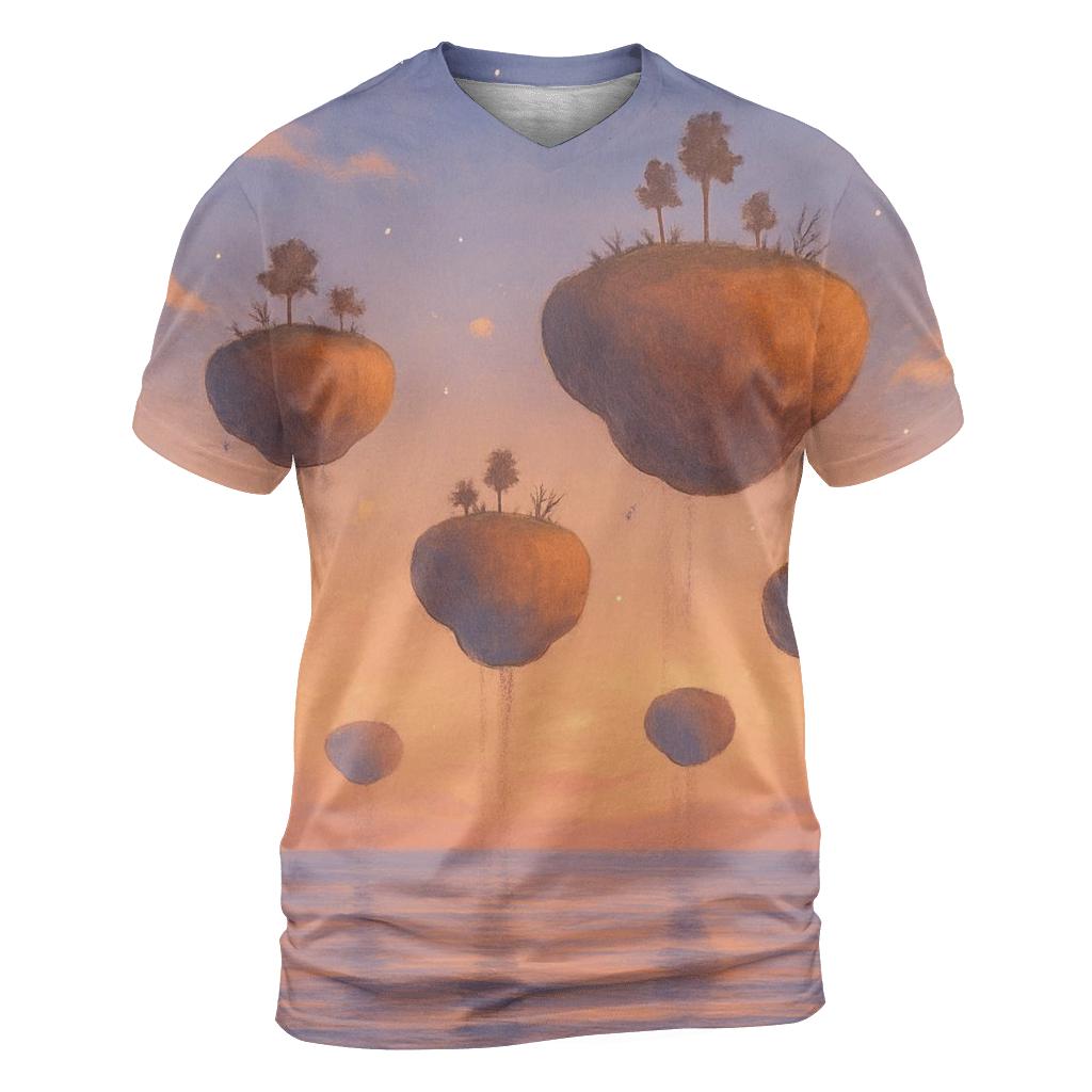 Peach Horizon Over Floating Isles designer pattern shirts