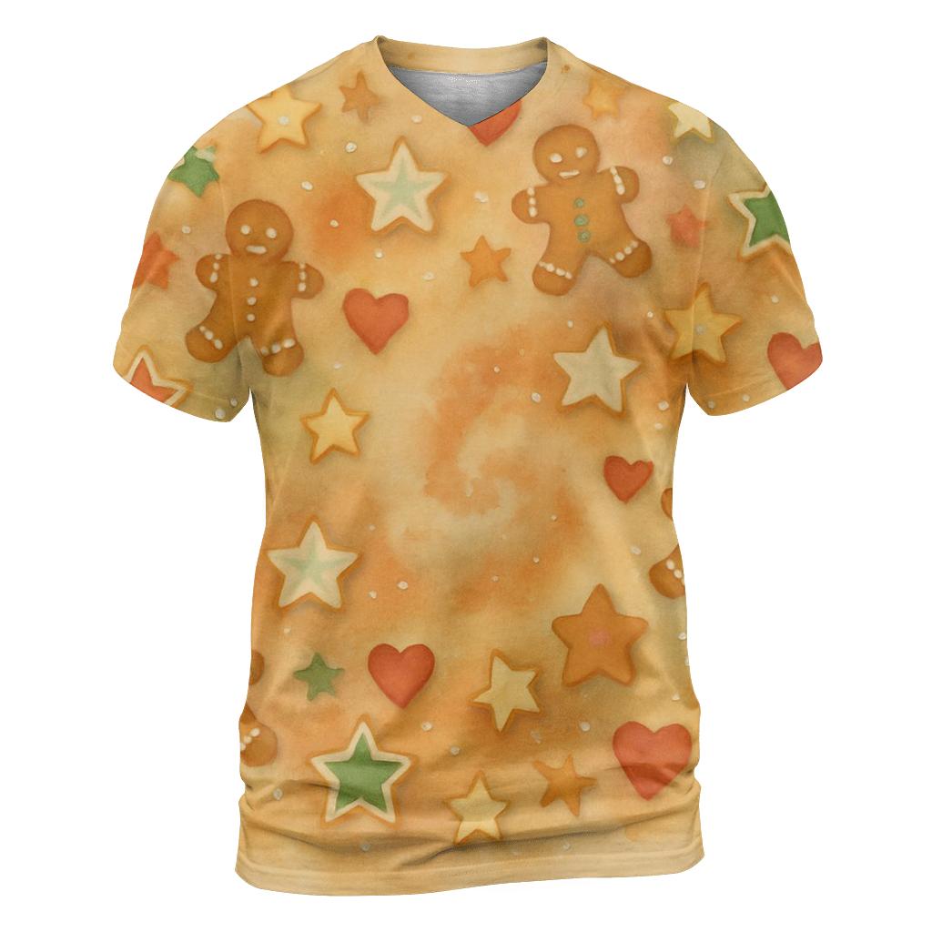 Gingerbread Star Nebula Scatter On Warm Beige personalized full print shirts