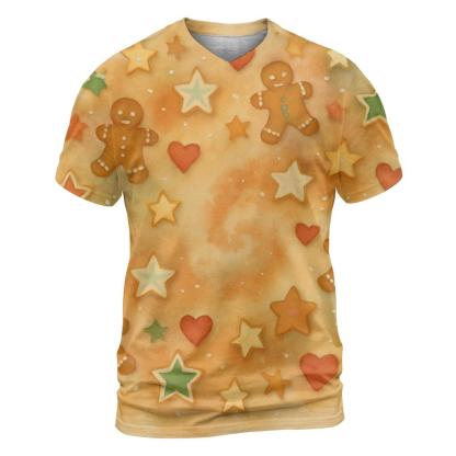 Gingerbread Star Nebula Scatter On Warm Beige personalized full print shirts