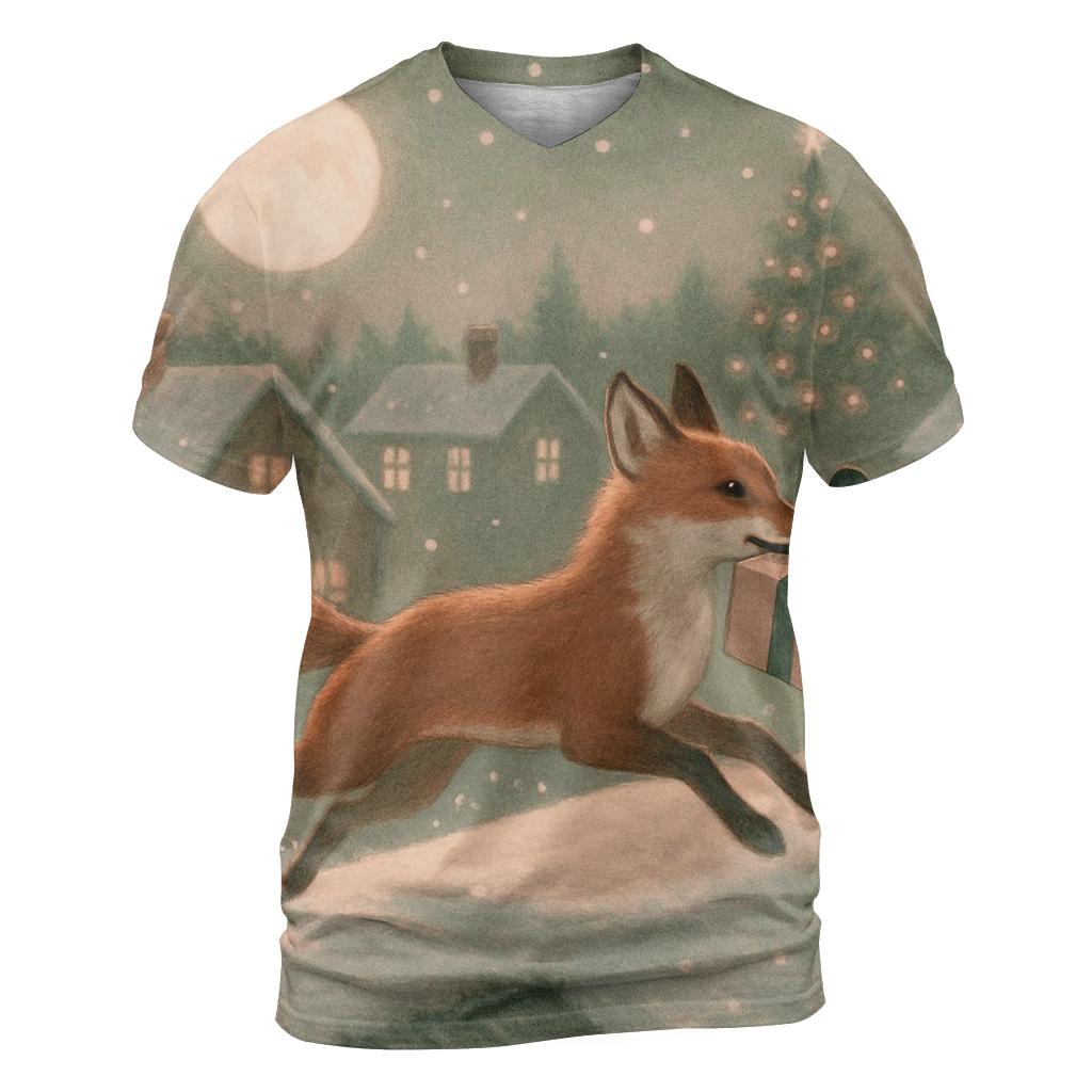 Midnight Christmas Fox Gift Courier creative print fashion shirts