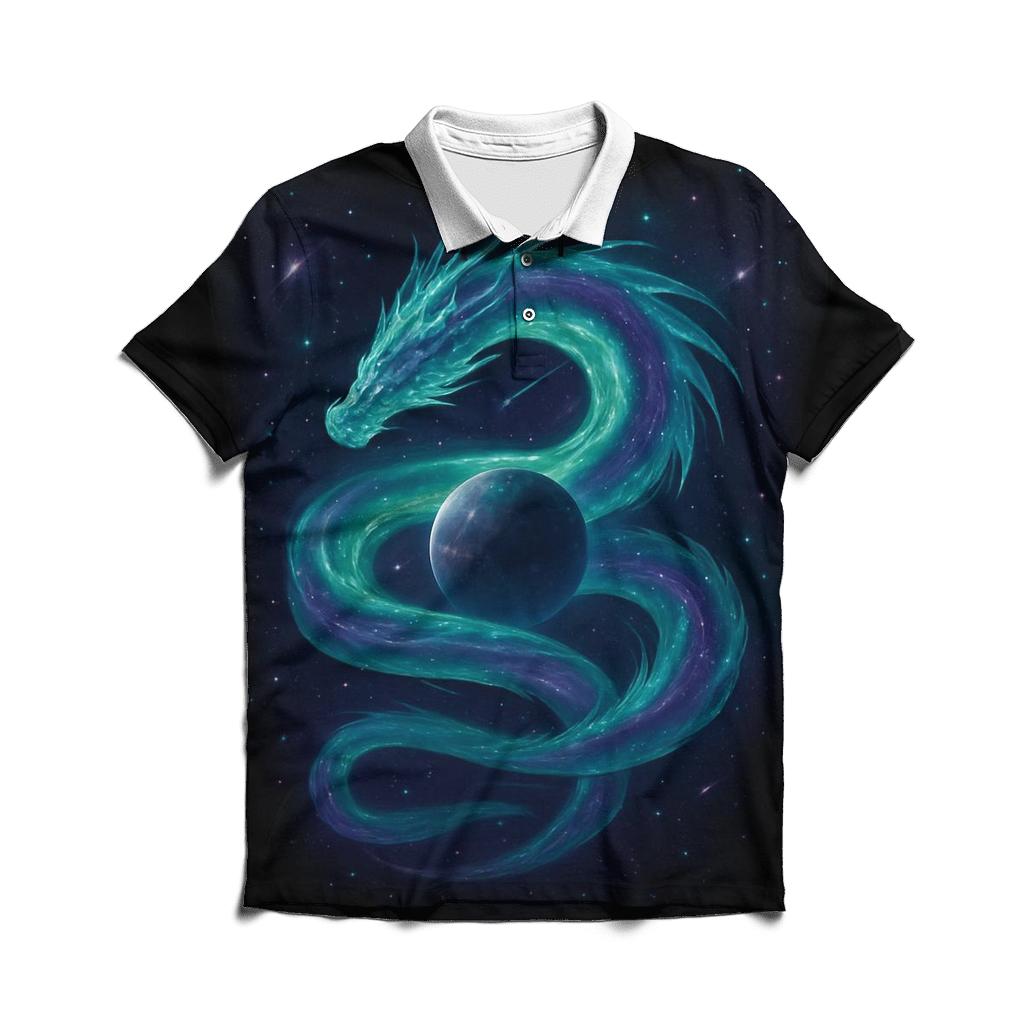Aurora Dragon Of The Void premium cotton polo shirts