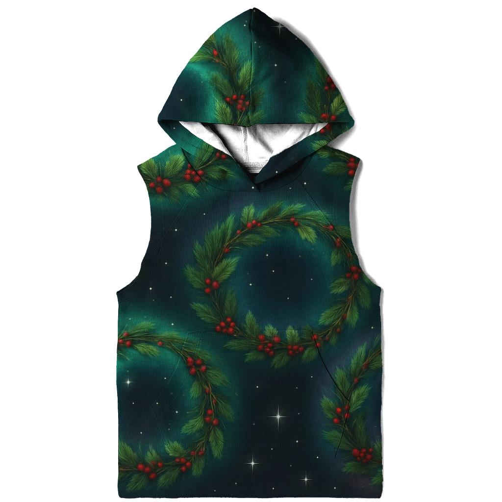 Aurora Halo Christmas Wreath Rings On Charcoal zip-up hoodies