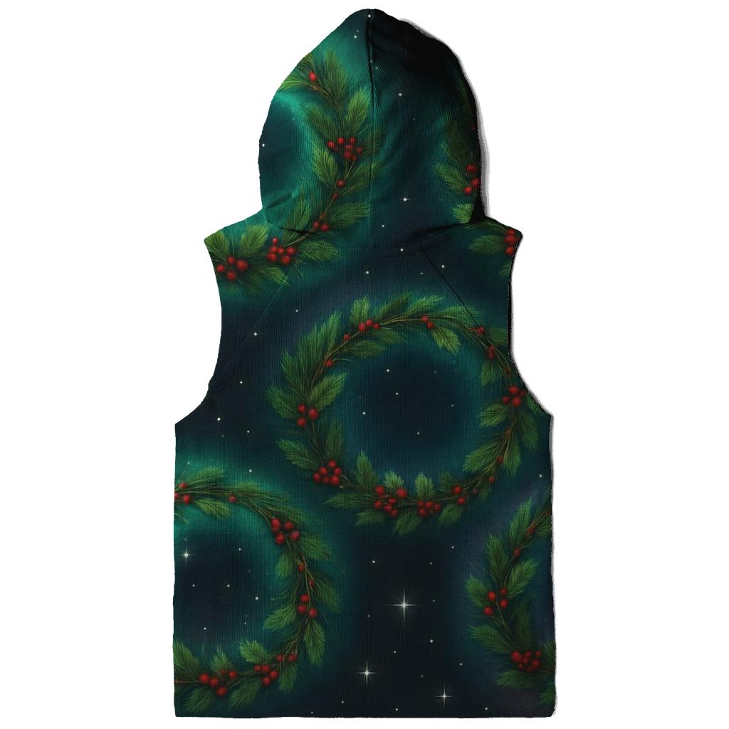 Aurora Halo Christmas Wreath Rings On Charcoal zip-up hoodies