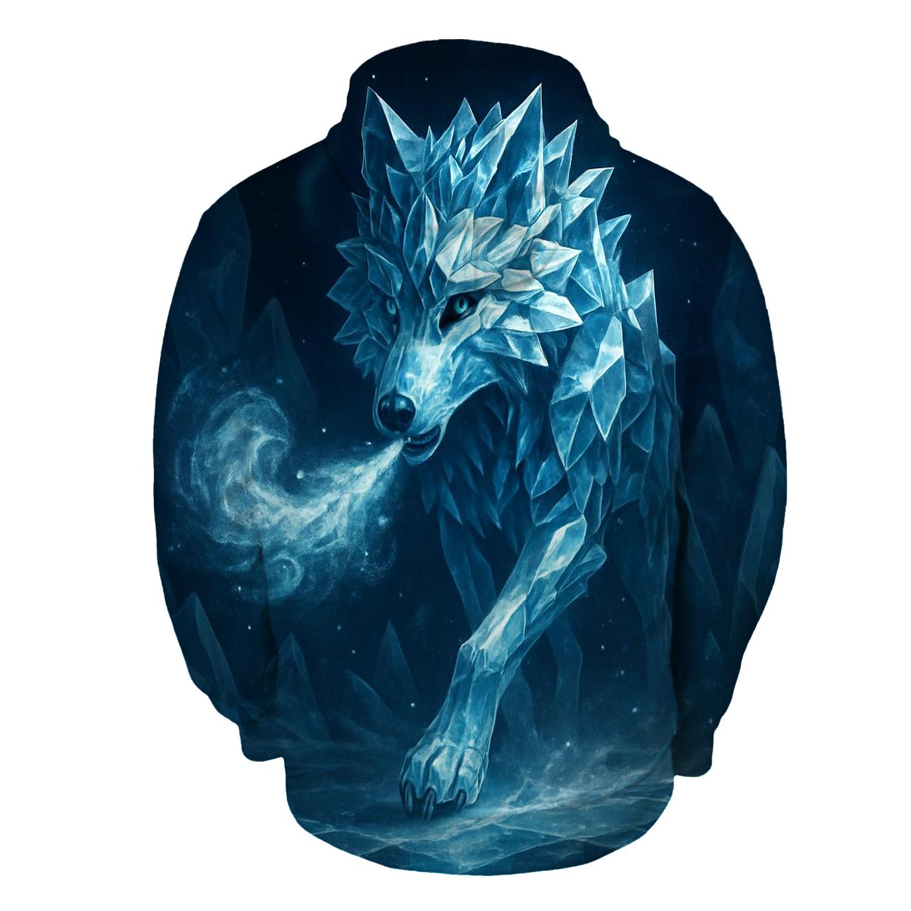 Luminous Frostbite Wolf embroidered hoodies