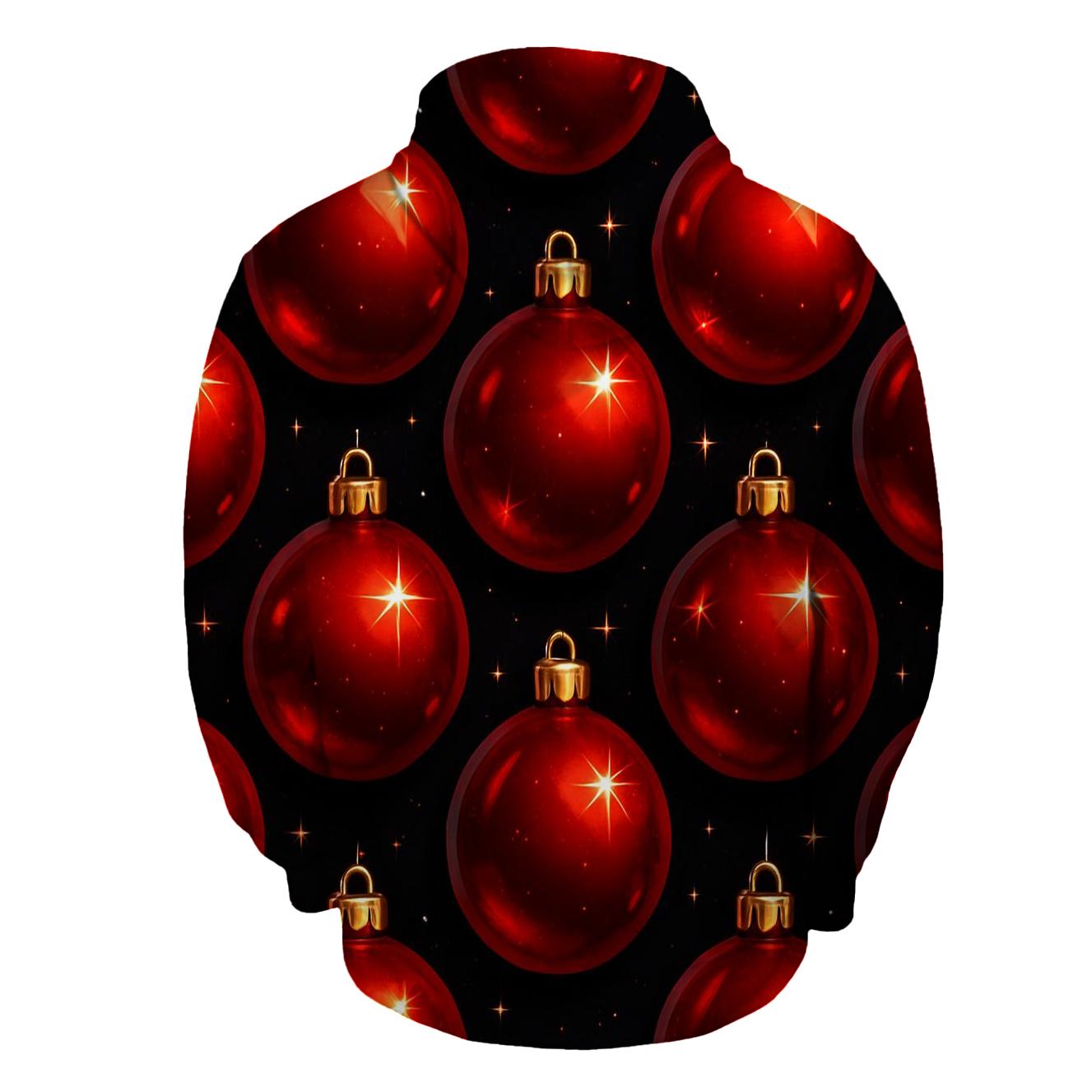 Crimson Christmas Ornament Grid On Midnight Field printed hoodies