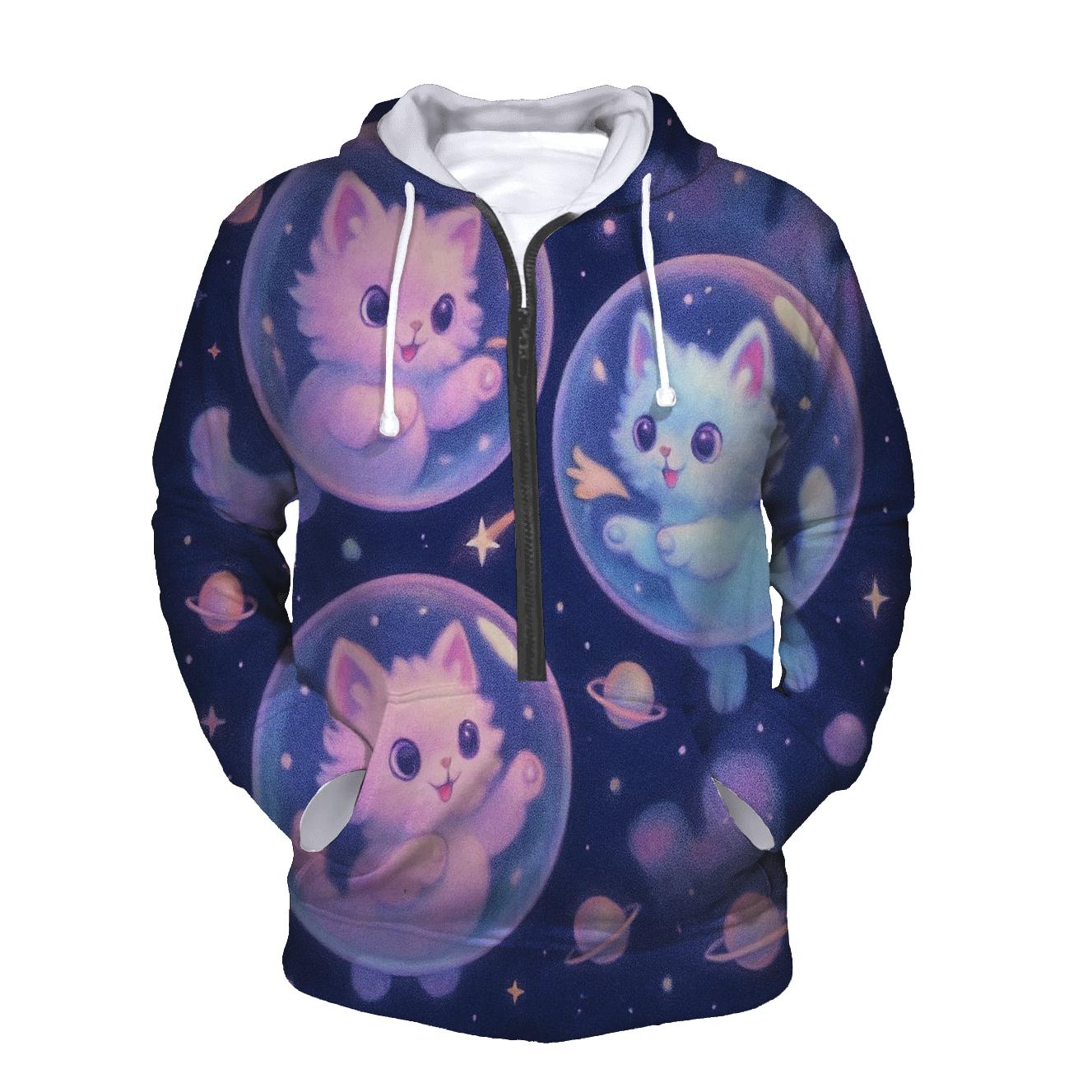 Playful Bubble Galaxy Kittens hoodie styles