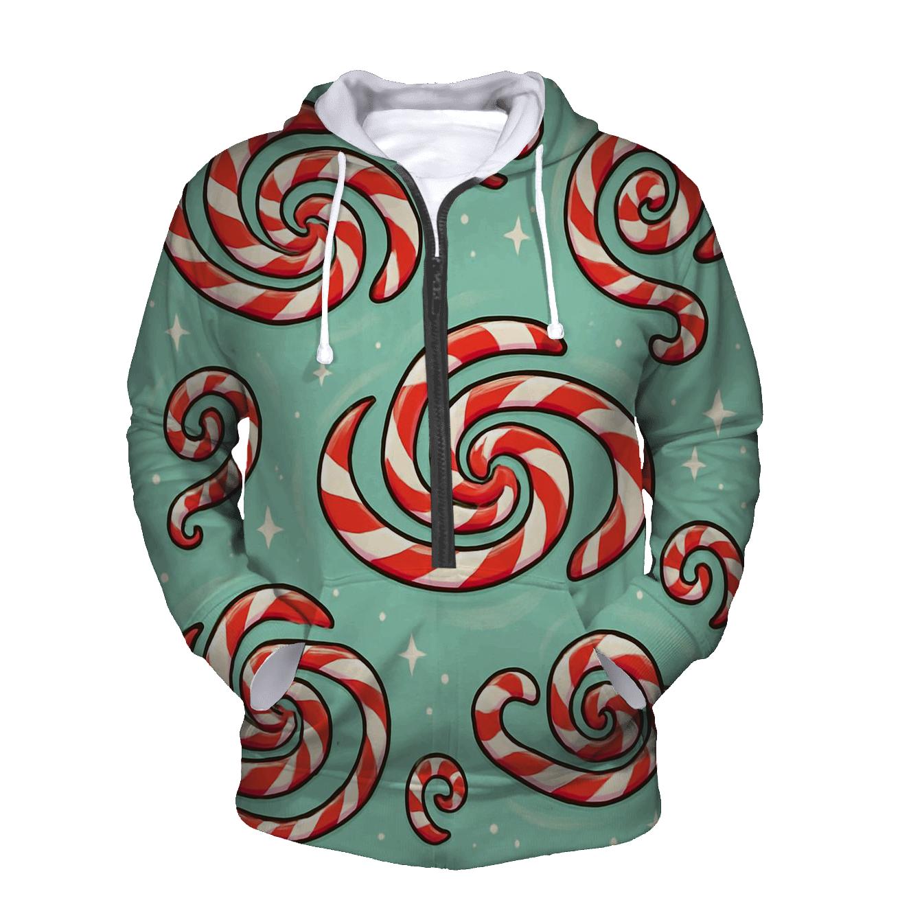 Candy Cane Spiral Galaxy Scatter On Mint Field designer hoodies