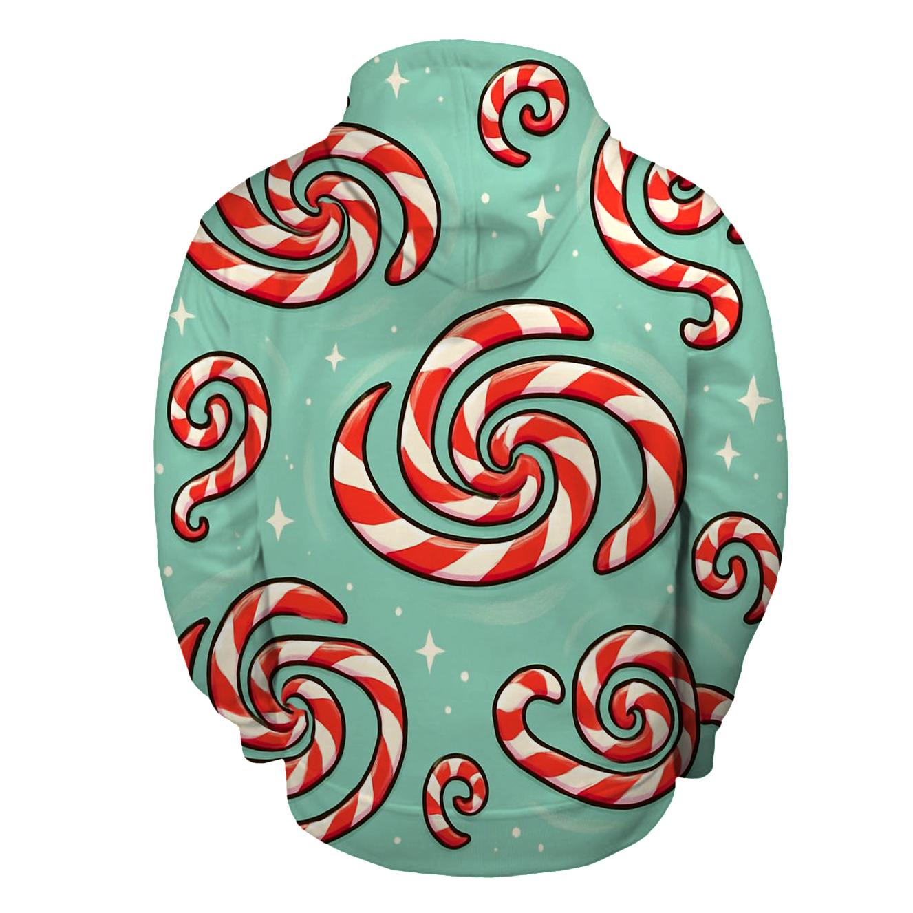Candy Cane Spiral Galaxy Scatter On Mint Field designer hoodies