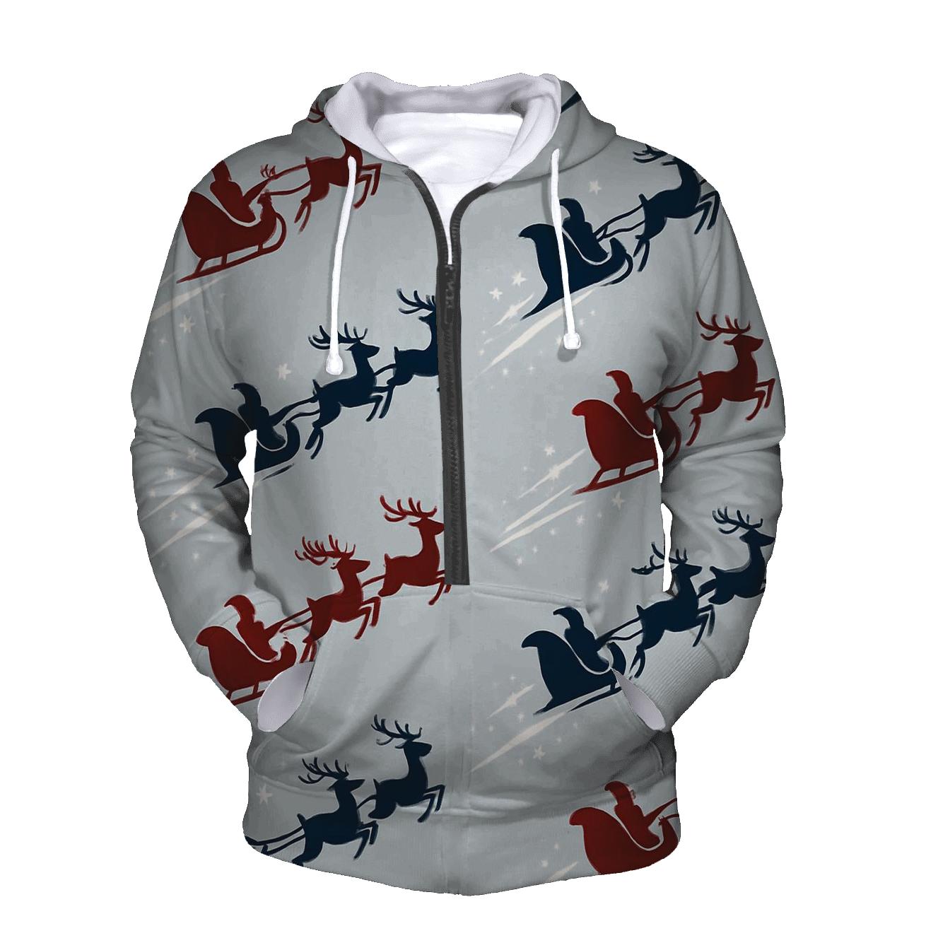 Polar Comet Sleigh And Reindeer Diagonal Array graphic hoodies