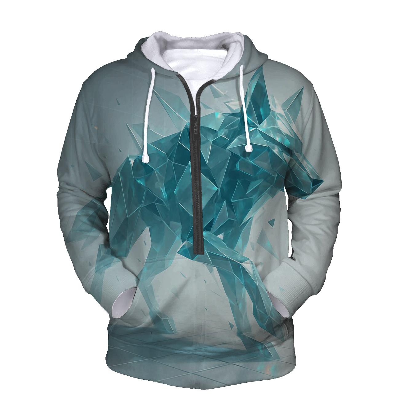 Quantum Shard Wolf premium hoodies