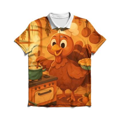 Turkey Chef Cozy Kitchen Feast stylish collar polo tees