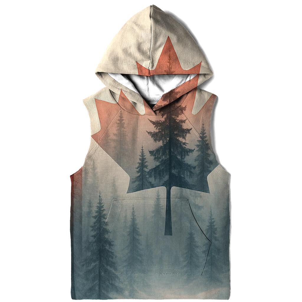 Canadian Flag Forest Double Exposure hoodies fashion